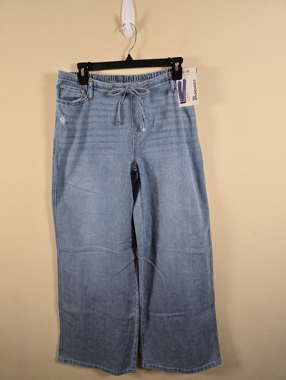 No Boundaries Women’s Mini Waist Wide Leg Pants Size Medium Med. Wash 31" Inseam